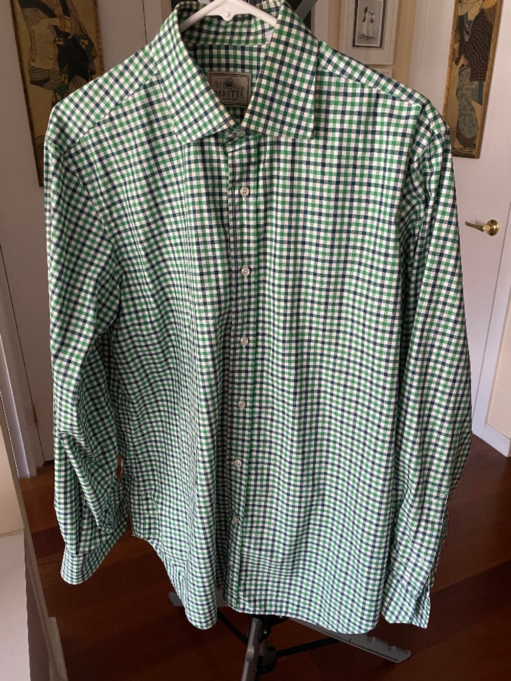 Men's casual Beretta long-sleeved checkered shirt
